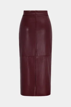 Faux Leather High Waist Split Skirt