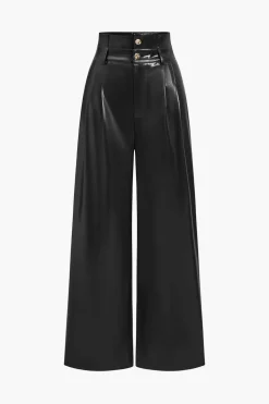 Faux Leather High Waist Trousers