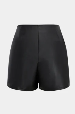 Faux Leather High Waist Zipper Pocket Shorts