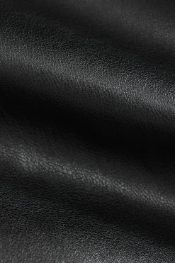 Faux Leather Hooded Puffer Jacket