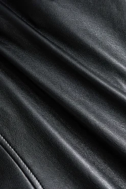 Faux Leather Metallic Button Jacket