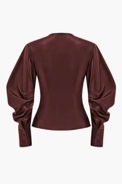 Faux Leather Metallic Button Jacket