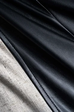 Faux Leather Metallic Patchwork Trousers