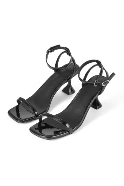 Faux Leather Open Toe Heels