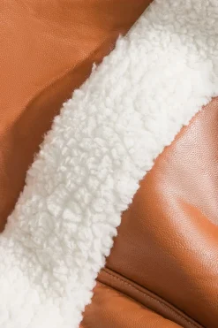 Faux Leather Patchwork Hooded Jacket