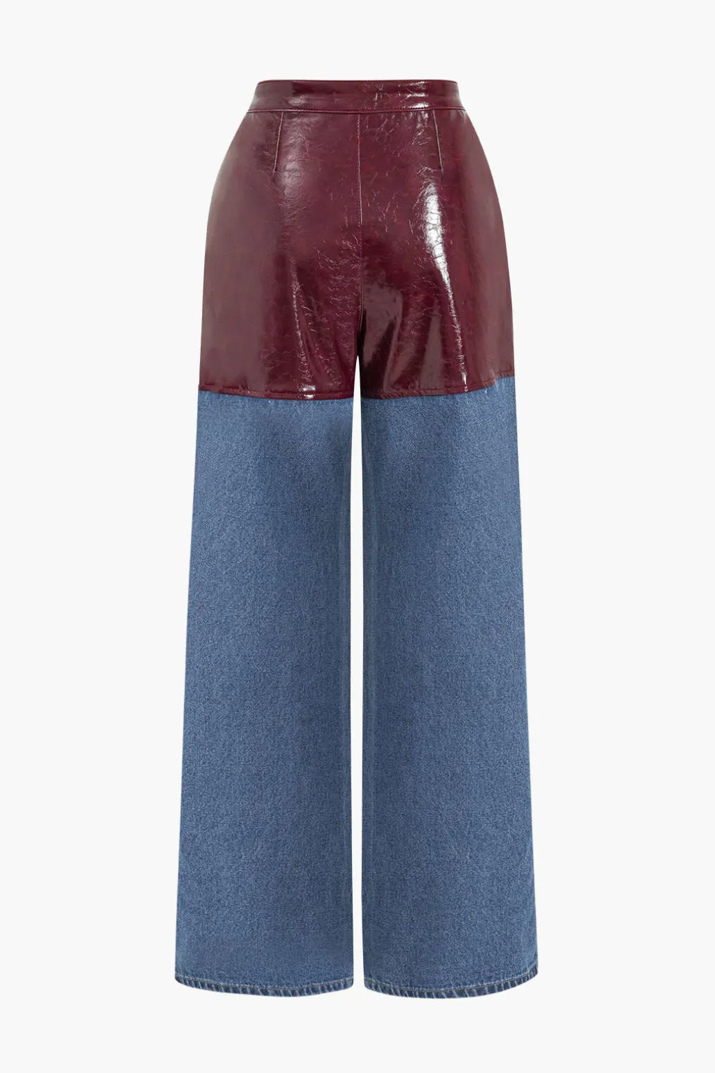 Faux Leather Patchwork Jeans
