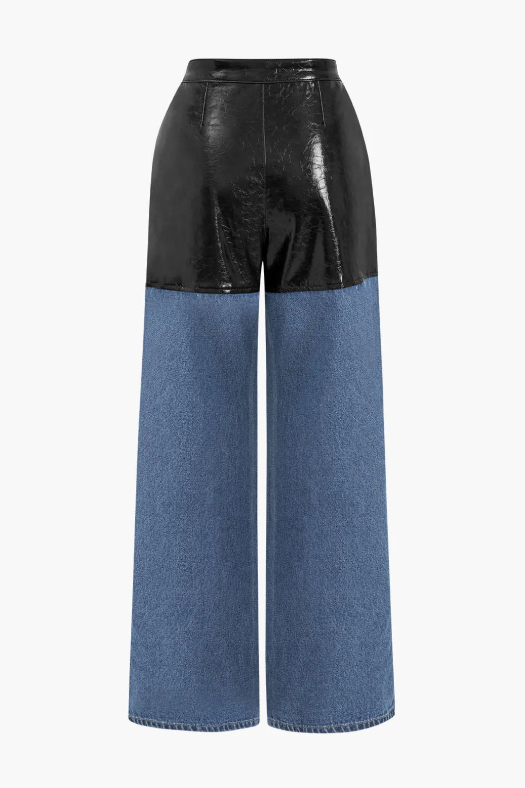 Faux Leather Patchwork Jeans