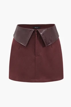 Faux Leather Patchwork Mini Skirt