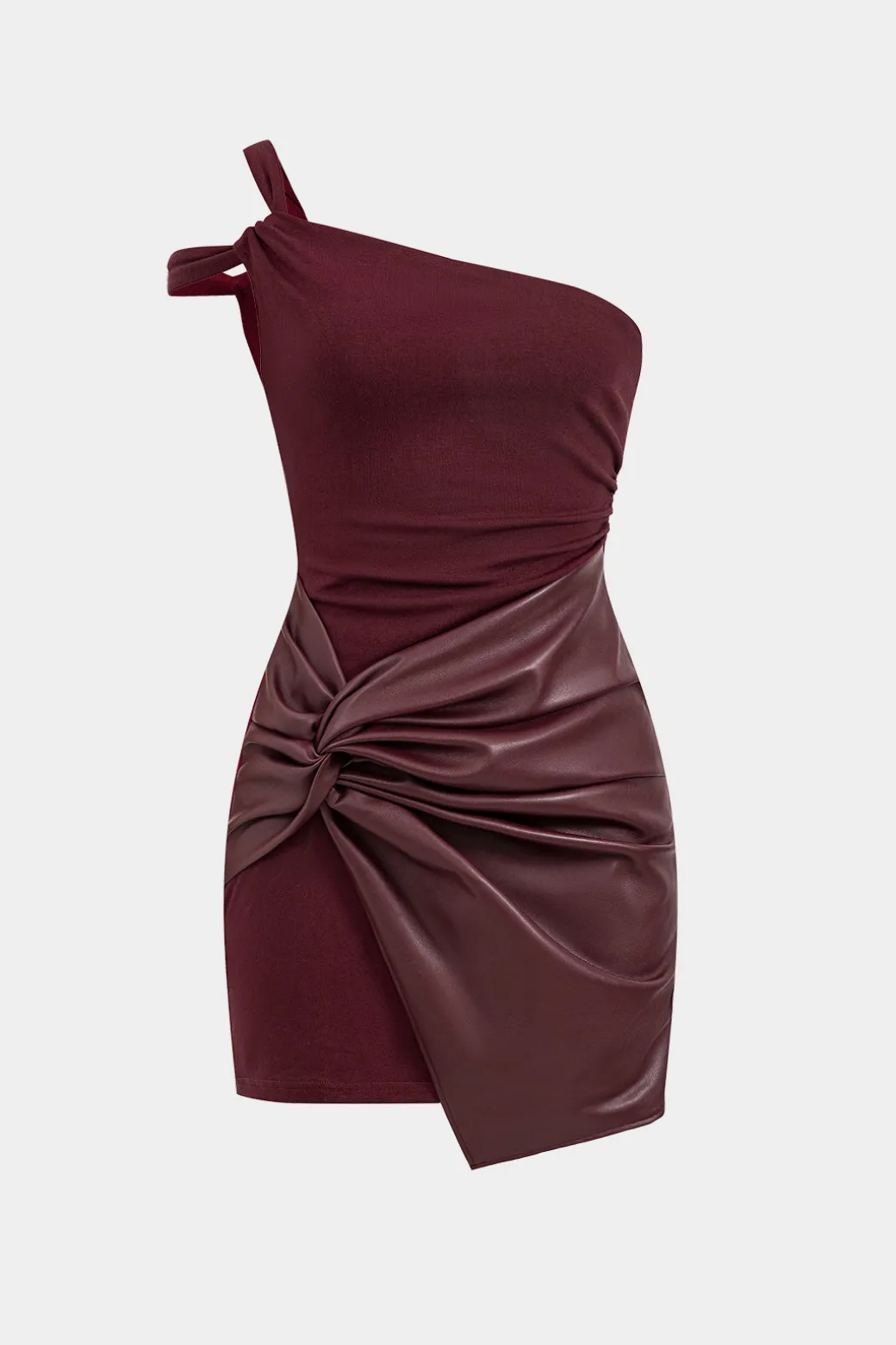 Faux Leather Patchwork Mini Dress