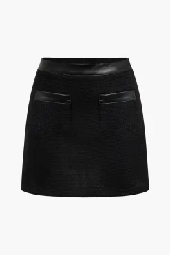 Faux Leather Patchwork Skirt