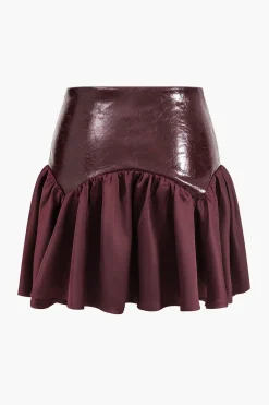 Faux Leather Patchwork Skirt