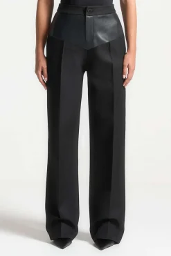 Faux Leather Patchwork Trousers