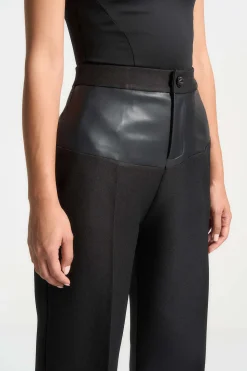 Faux Leather Patchwork Trousers