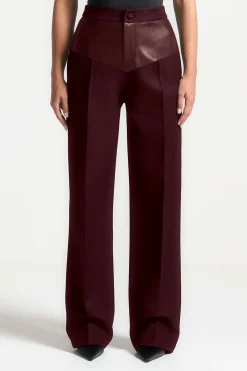 Faux Leather Patchwork Trousers