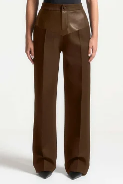 Faux Leather Patchwork Trousers
