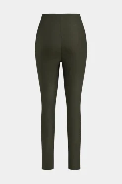 Faux Leather Patchwork Zipper Long Sleeve Top And Trousers Set