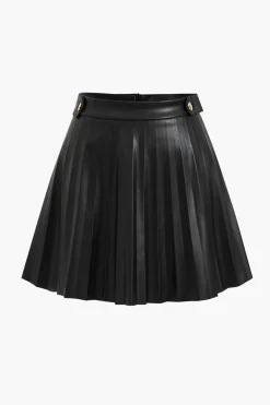 Faux Leather Pleated Skirt