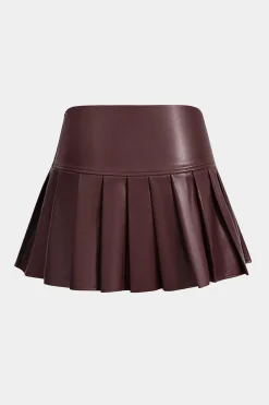 Faux Leather Pleated Skirt