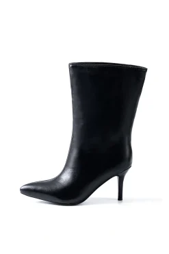 Faux Leather Pointed Toe Ankle Boots