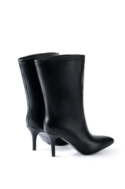 Faux Leather Pointed Toe Ankle Boots