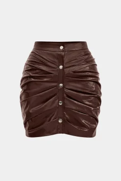Faux Leather Ruched Skirt