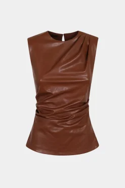 Faux Leather Ruched Tank Top