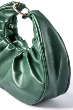 Faux Leather Ruched Tote Bag