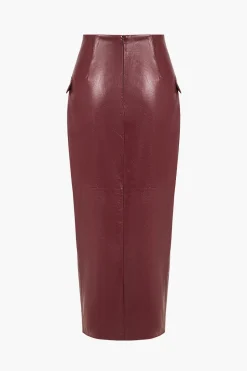 Faux Leather Slit Skirt
