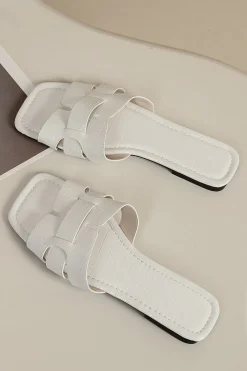 Faux Leather Stone Texture Flat Sandals