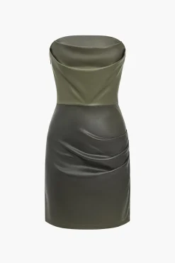 Faux Leather Strapless Mini Dress