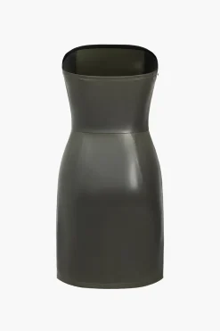 Faux Leather Strapless Mini Dress