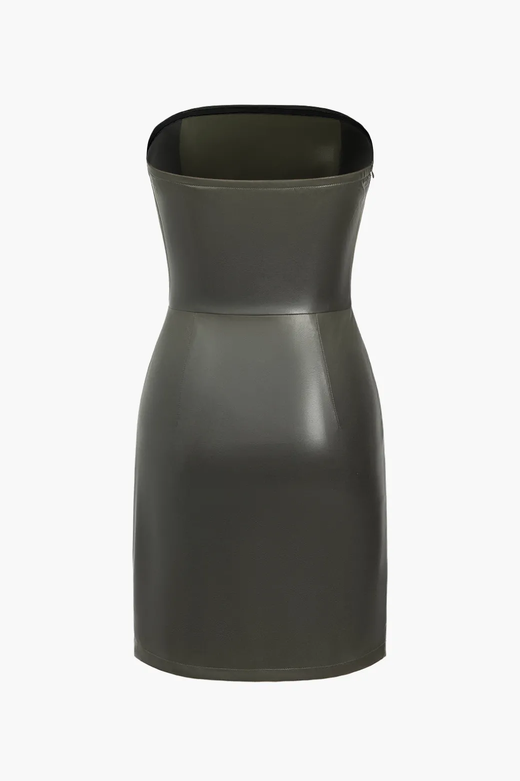 Faux Leather Strapless Mini Dress