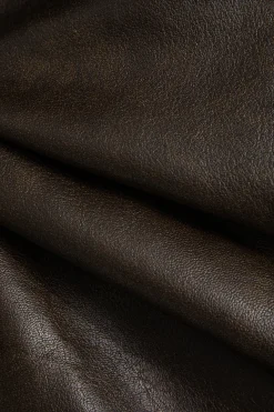 Faux Leather Tie Front Crossed Button Jacket