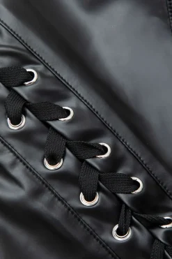 Faux Leather Tie Side Mini Skirt