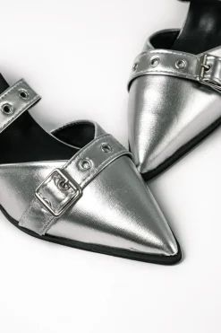 Faux Leather Tie-Up Pointed Toe Mid Heel Sandals