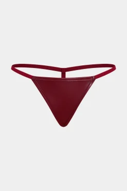 Faux Leather Tie-Up Ribbon Shapewear