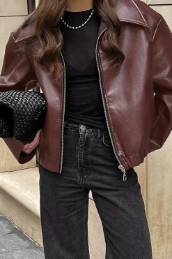 Faux Leather Zipper Jacket