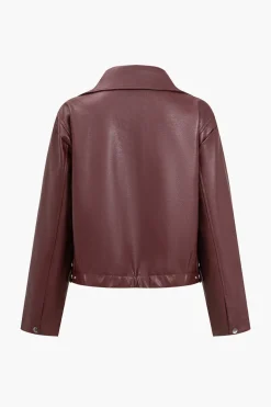Faux Leather Zipper Jacket