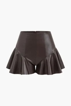 Faux Leather Zipper Skort