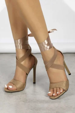 Faux Suede Crossed Tie-Up Heels