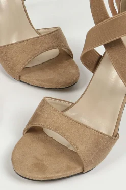 Faux Suede Crossed Tie-Up Heels