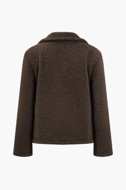 Faux Wool Button Collar Jacket