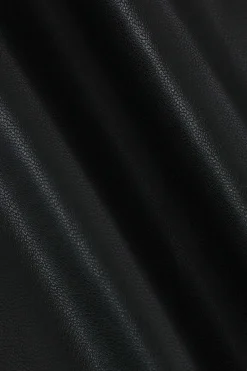 Feather Neckline Leather Mini Dress
