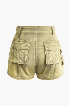 Flap Pocket Denim Shorts