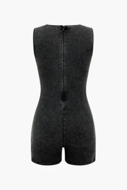 Flap Pocket V-neck Romper