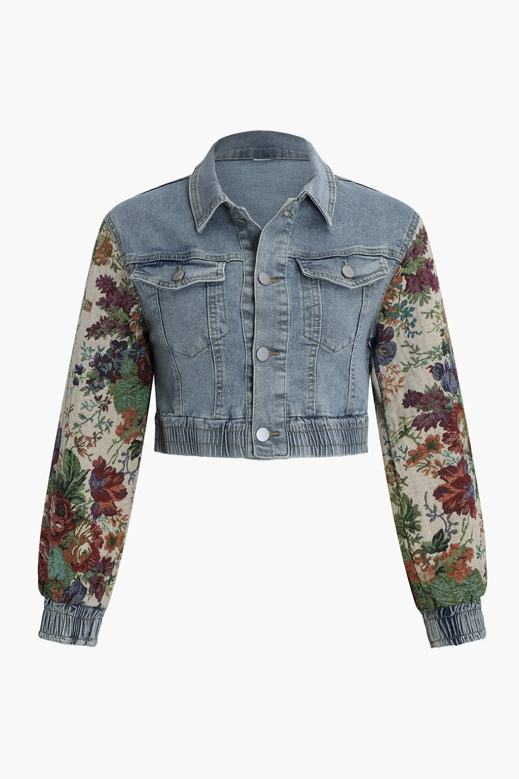 Floral Denim Patchwork Outerwear