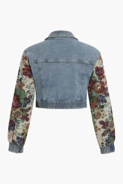 Floral Denim Patchwork Outerwear