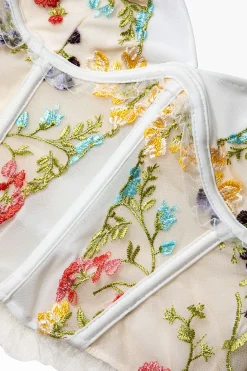 Floral Embroidered Corset Cami Top
