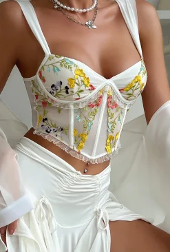 Floral Embroidered Corset Cami Top