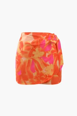 Floral Knot Side Wrap Mini Skirt